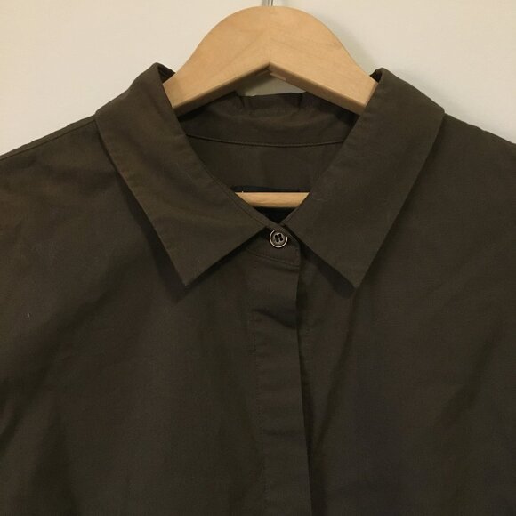 le chateau Brown Ruch Sleeve Button Down Blouse - Picture 3 of 13